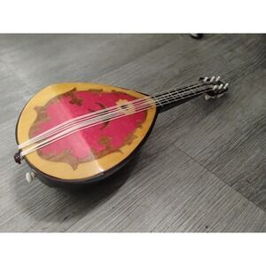 VTG Mandolin Music Box Plays Isle of Capri Handmade In Sorrento Italy 1970 WORKS